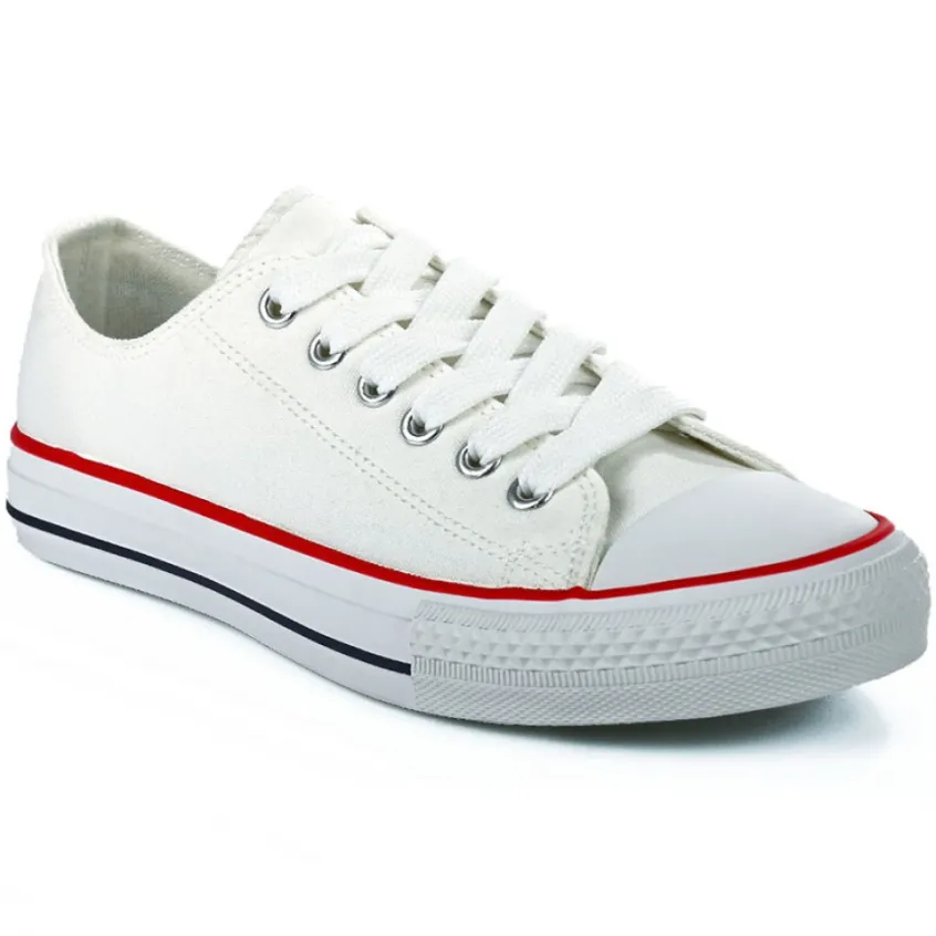 Baskets, Sneakers|STREET LIFE Tennis Femme En Toile Blanche
