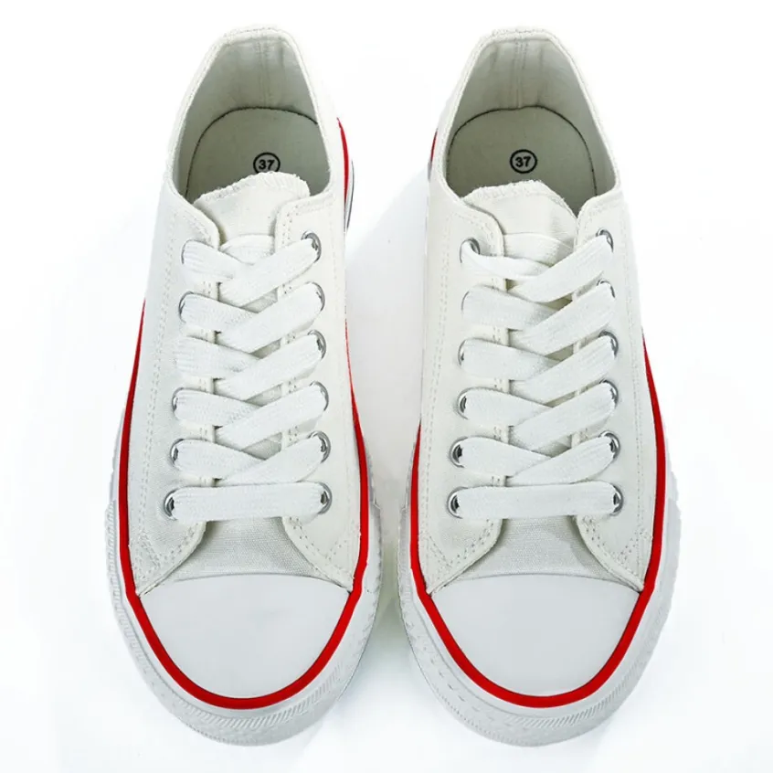 Baskets, Sneakers|STREET LIFE Tennis Femme En Toile Blanche