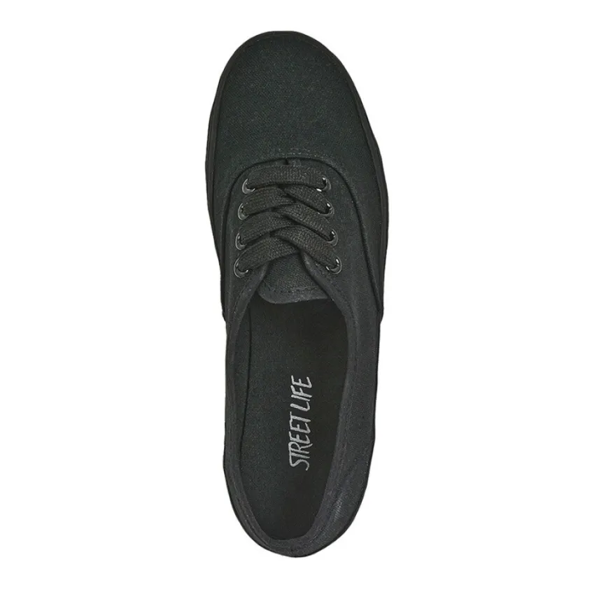 Baskets, Sneakers|STREET LIFE Tennis Femme Noir Unie